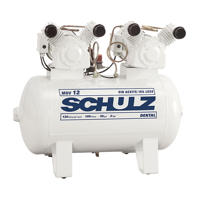 Compresor de aire MSV-12/100L 2x1HP 220V Sin Aceite Schulz 9308045-0